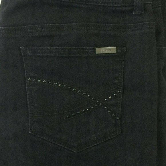 Chico's So Slimming Womens Jeans Sz 0.5 = US 6 Short 32x29 Embellished Bootcut - Picture 5 of 7